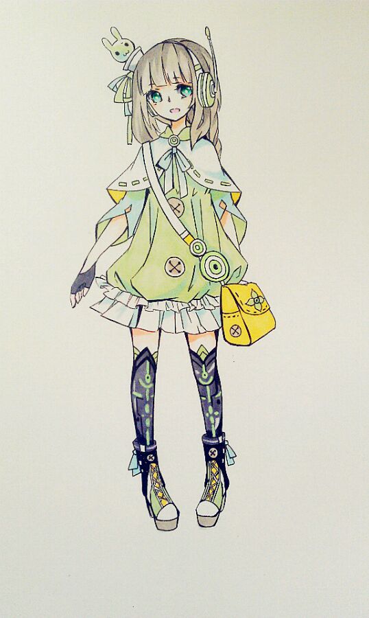 少女 马克笔 可爱 呆萌