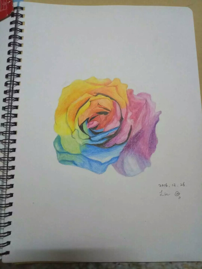彩铅 七彩玫瑰 嗯 教程来自驴大萌 是个画的不错 又超级有耐心的妹子