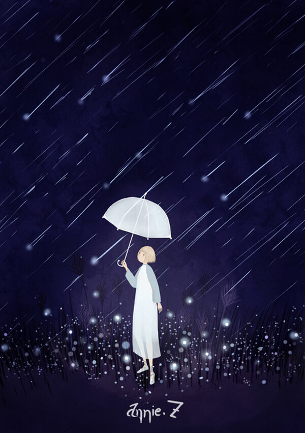 夜听~ 画师猫啊猫原创插画