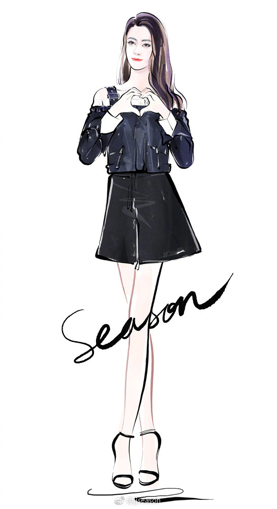 season时装插画# ----- @dear-迪丽热巴 身着diesel2017早春系列上衣