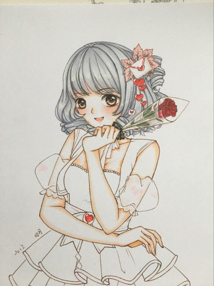 奇迹暖暖 情人节 手游 同人 马克笔 手绘 插画 线稿 动漫 (来自