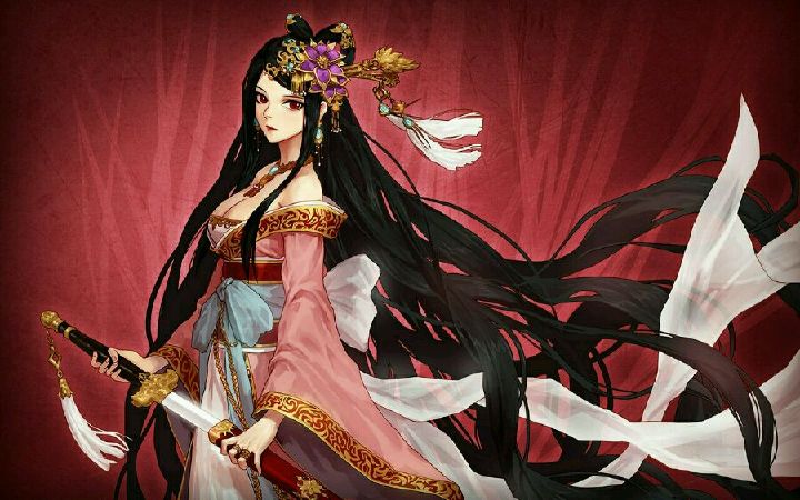 古风 中国风 游戏 手游 地下城勇士 貂蝉 霸气 武器娘 刀 黑长直 御姐
