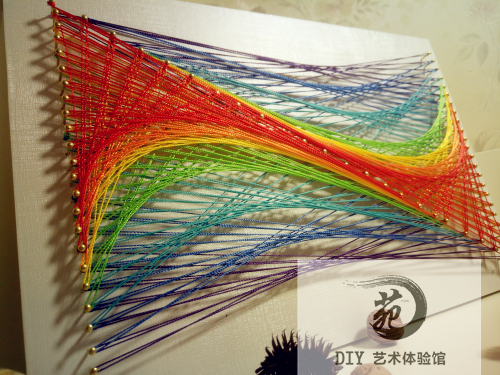 彩色波浪装饰纱线画钉子毛线绕线画string art创意手工diy制作材料包