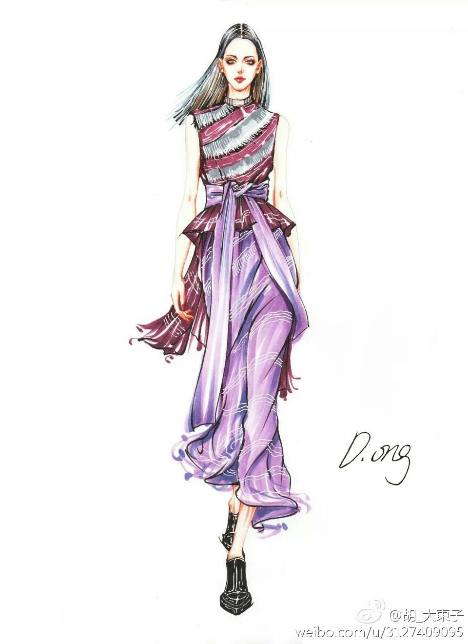 时装画,服装,手绘,水彩画