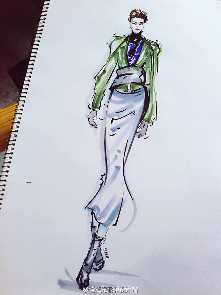 时装画,服装,手绘,水彩画