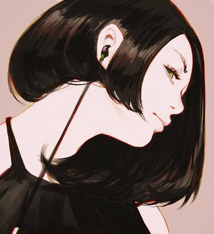 短发 无刘海 插画
