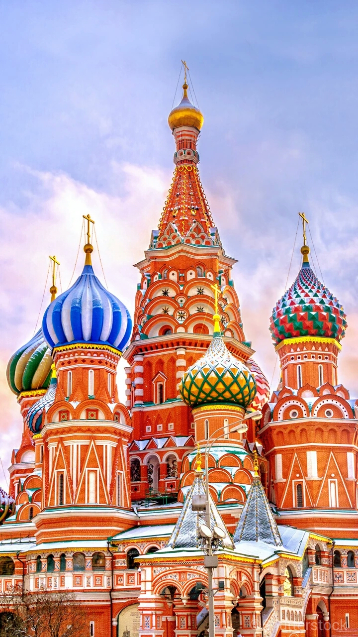 俄罗斯"红色游"圣瓦西里大教堂位于俄罗斯首都莫斯科市中心的红场南端