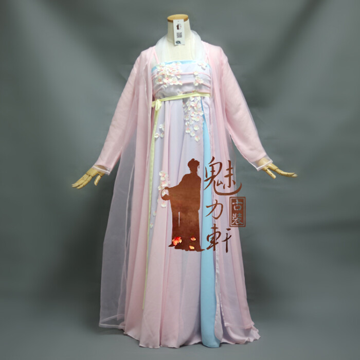 正版花千骨服装定制/赵丽颖同款小骨服装/粉蓝色古装演出服影楼精