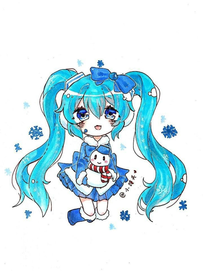 初音未来 动漫 手绘 马克笔 插画 (来自——兴趣部落的小馒头)