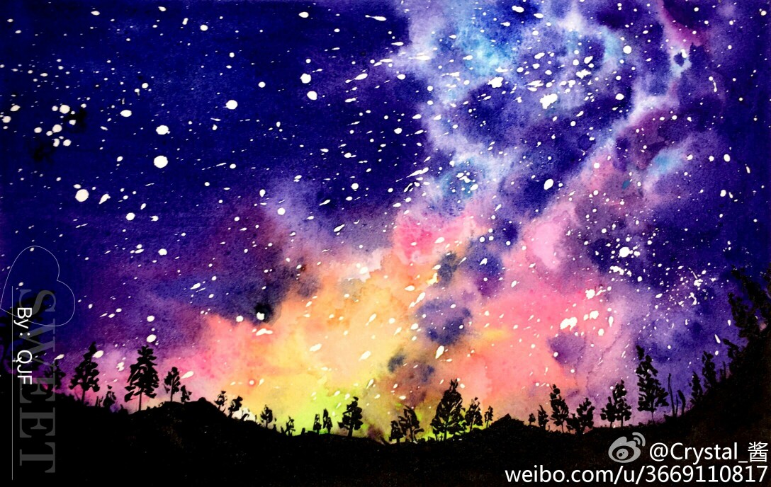 [cp]梦幻星空#水彩##水彩星空##手绘水彩星空##每日一水彩# [/cp]