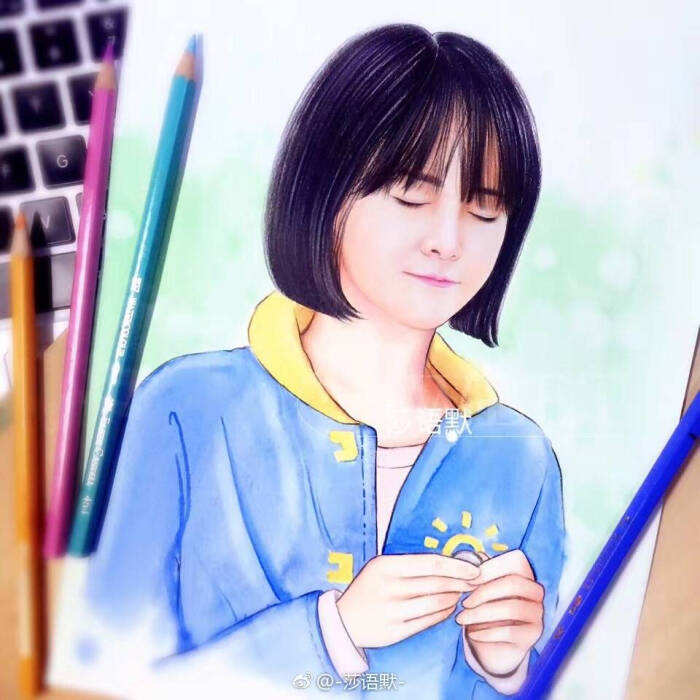 彩铅画 郑爽 莎语默作品