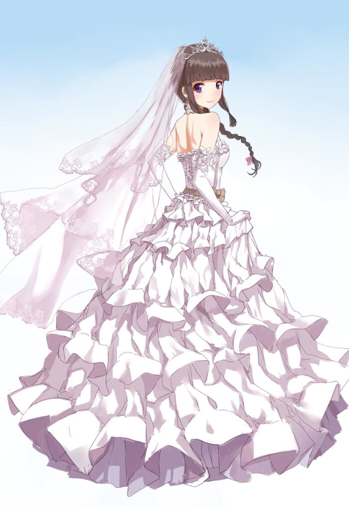 二次元 少女 p站 手绘 婚纱