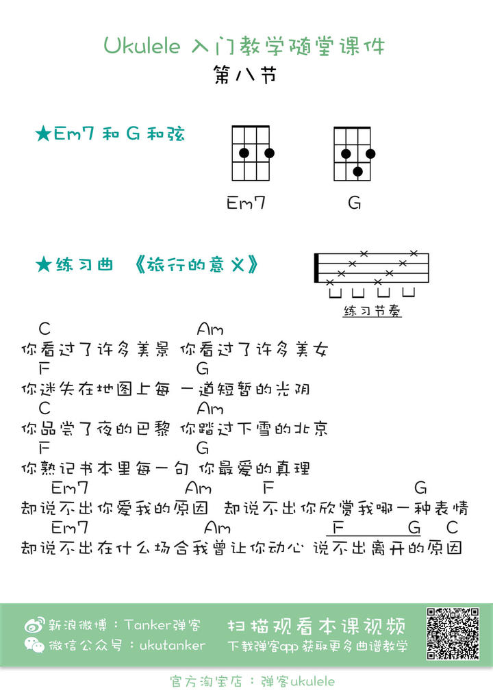 尤克里里曲谱《旅行的意义》