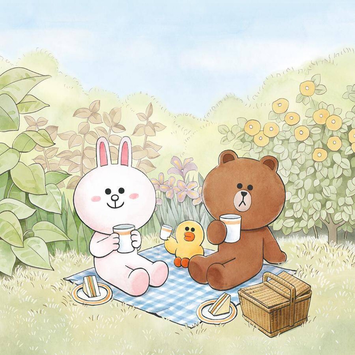 line friends 壁纸 iphone 可妮兔布朗熊 更多line friends壁纸请关注