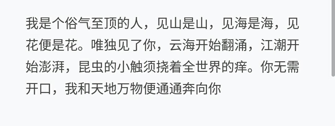 我是个俗气至顶的人,见山是山,见海是海,见花便是花.