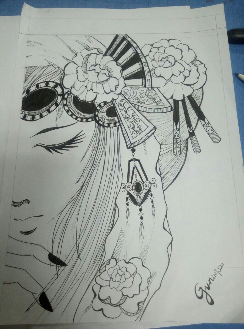 手绘,黑白线稿,插画