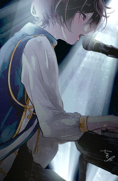 沐湷搬运偶像梦幻祭 朔间凛月 少年 唯美 壁纸 作者推特@cho_cmyk