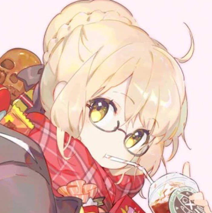 二次元女头qwq fate saber 吾王 眼镜 萝莉 萌 可爱 呆毛 围巾 自截