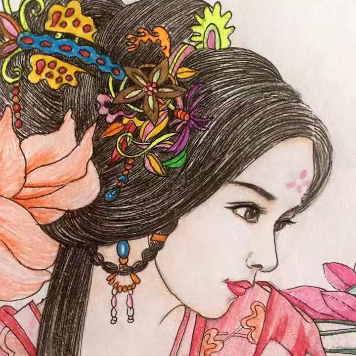 古风 美人 线稿 绘画 彩铅 禁二传
