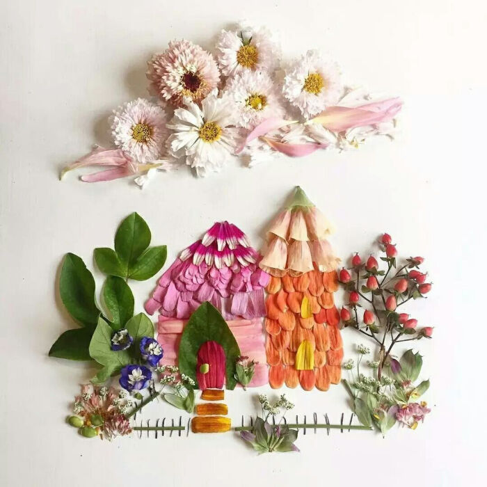 花卉与树叶作画