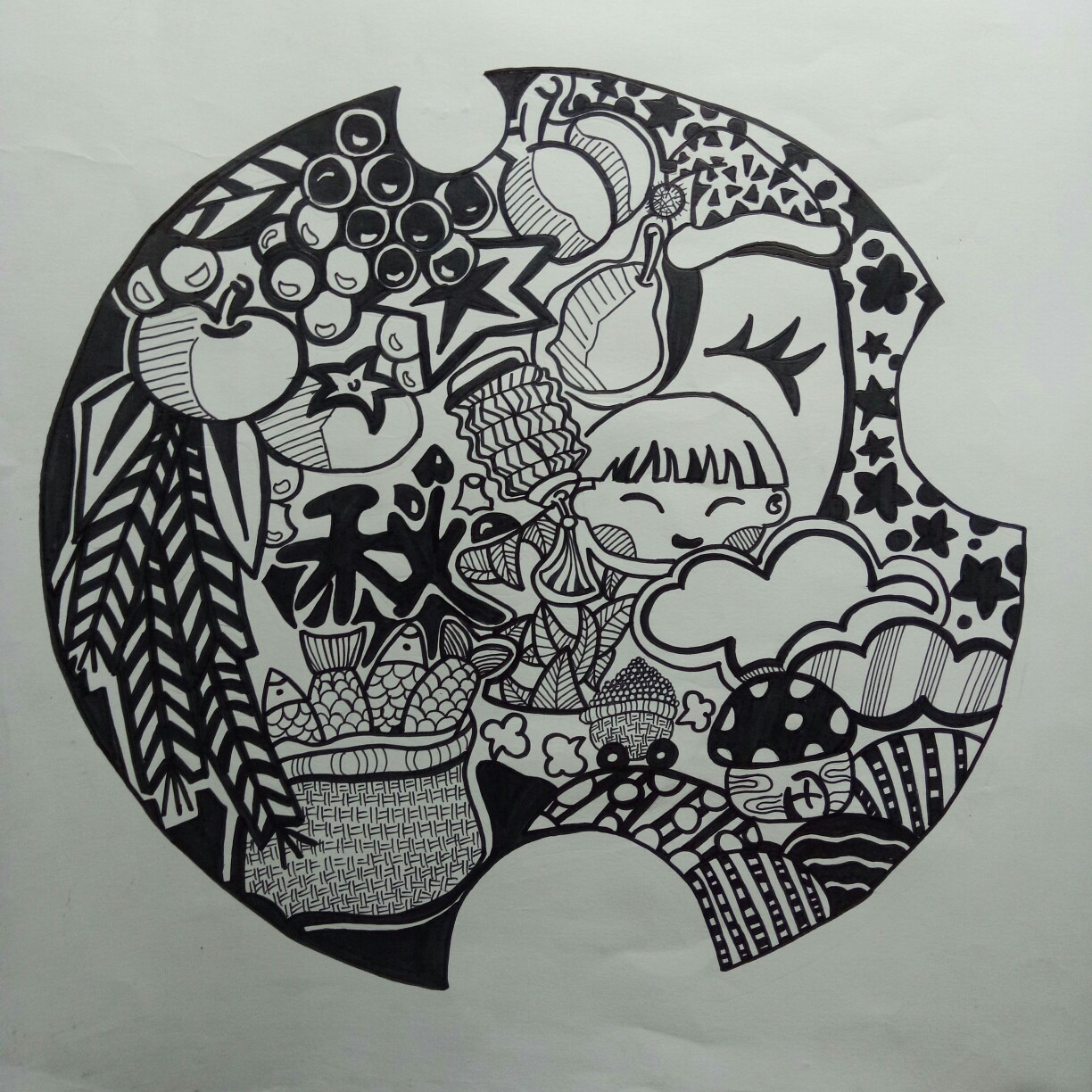 黑白装饰画 儿童画 线描画