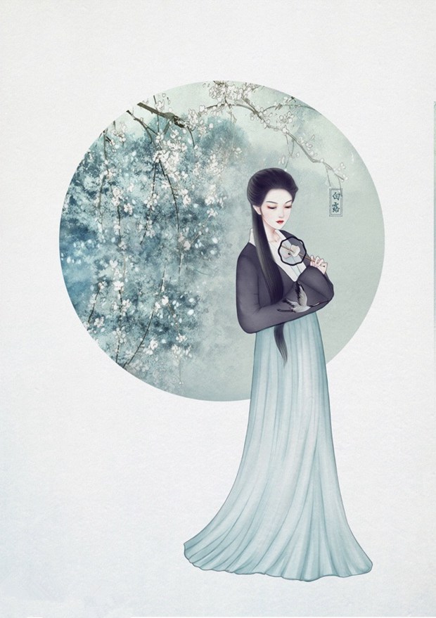 中国风, 人物插画, 古典插画, 古风插画, 古风美女, 唯美插画, 小清新