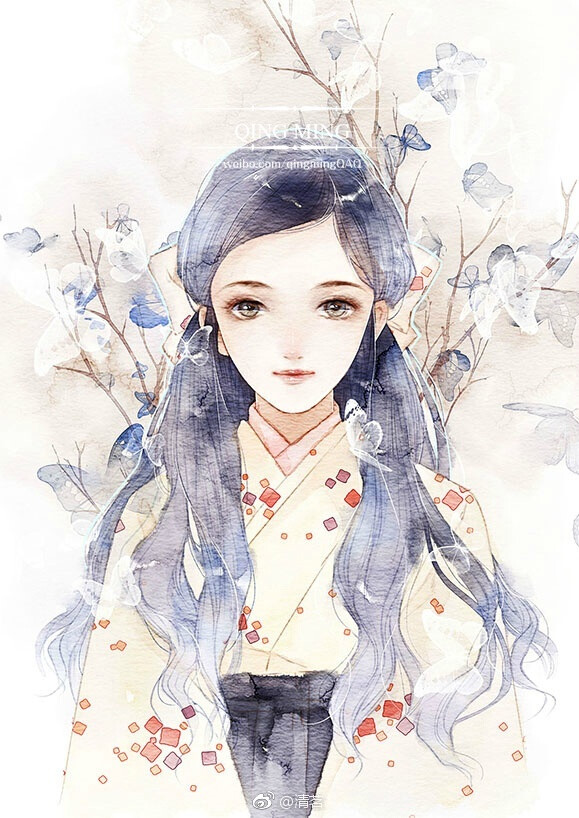 涂鸦 色彩 水彩少女 手绘 彩色 可爱 插画 动漫 小清新 二次元 唯美