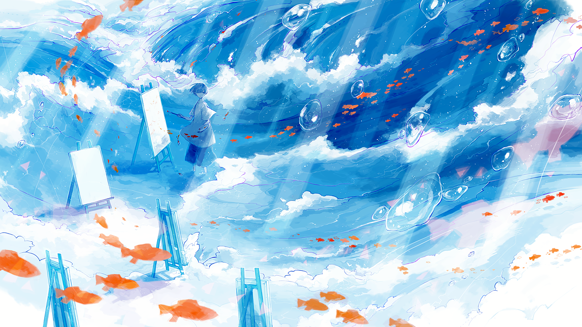 动漫高清壁纸少女 神魔 蓝色妖姬 by.稚晴bottle