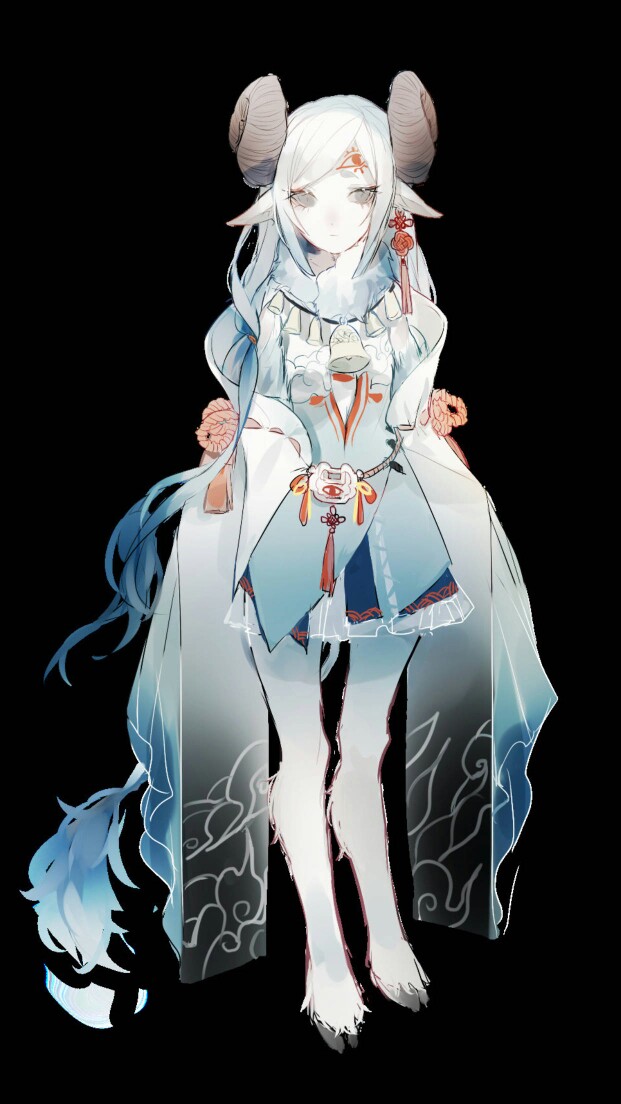 画师-flore_ 白泽 拟人 娘化 兽耳 古风 彩绘 光影 侵删致歉