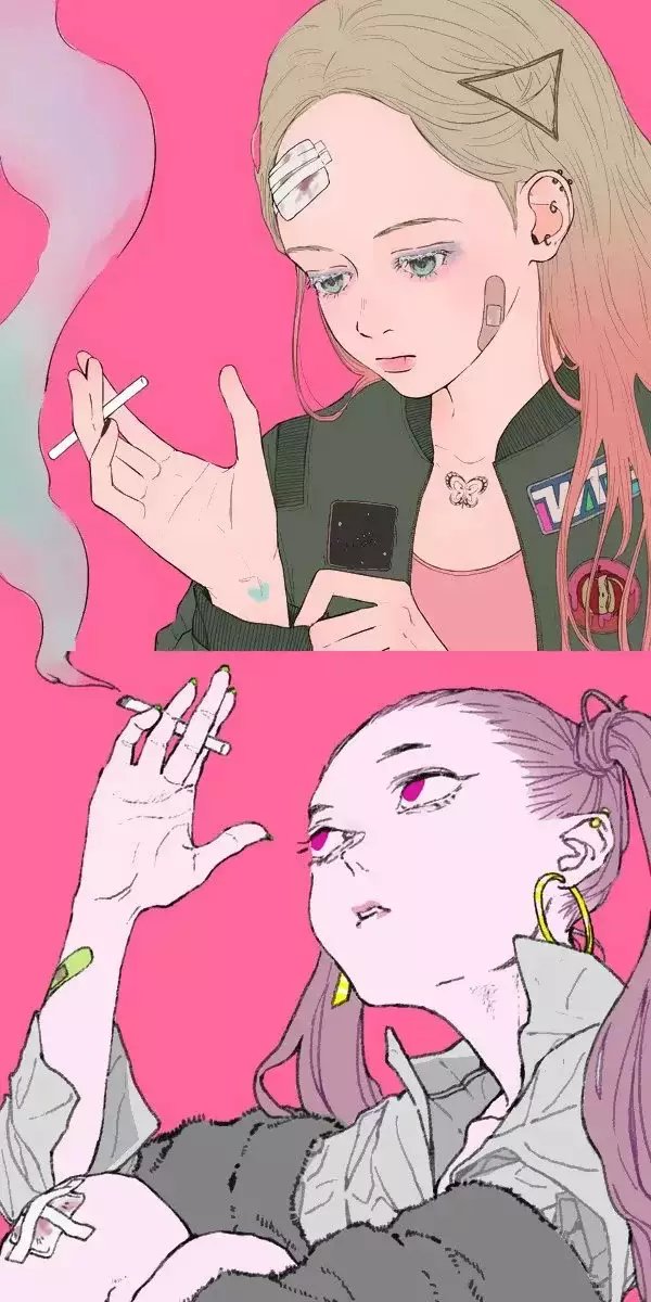 动漫 酷烟 女孩