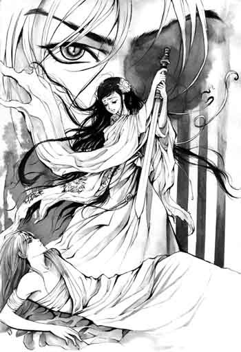 云荒·镜系列,明茉,古装美人,手绘,插画,云焕,古风,线稿,李堃绘