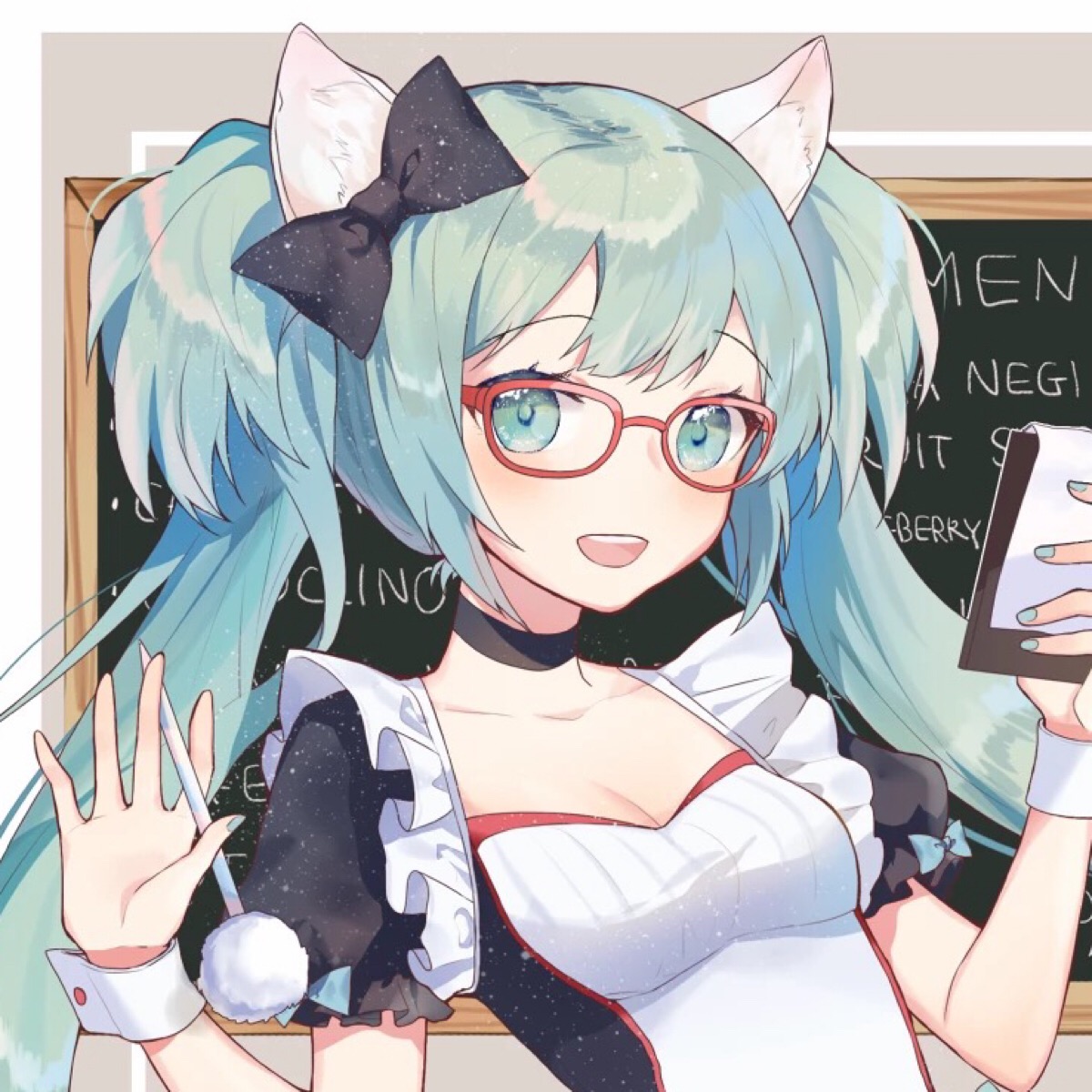 二次元女头qwq 可爱 萝莉 萌 软妹 双马尾 眼镜 miku 初音未来 v家