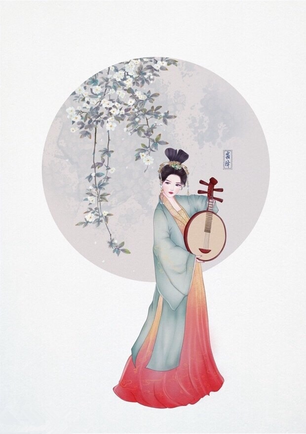 汉服古风人物手绘插画 #插画##汉服