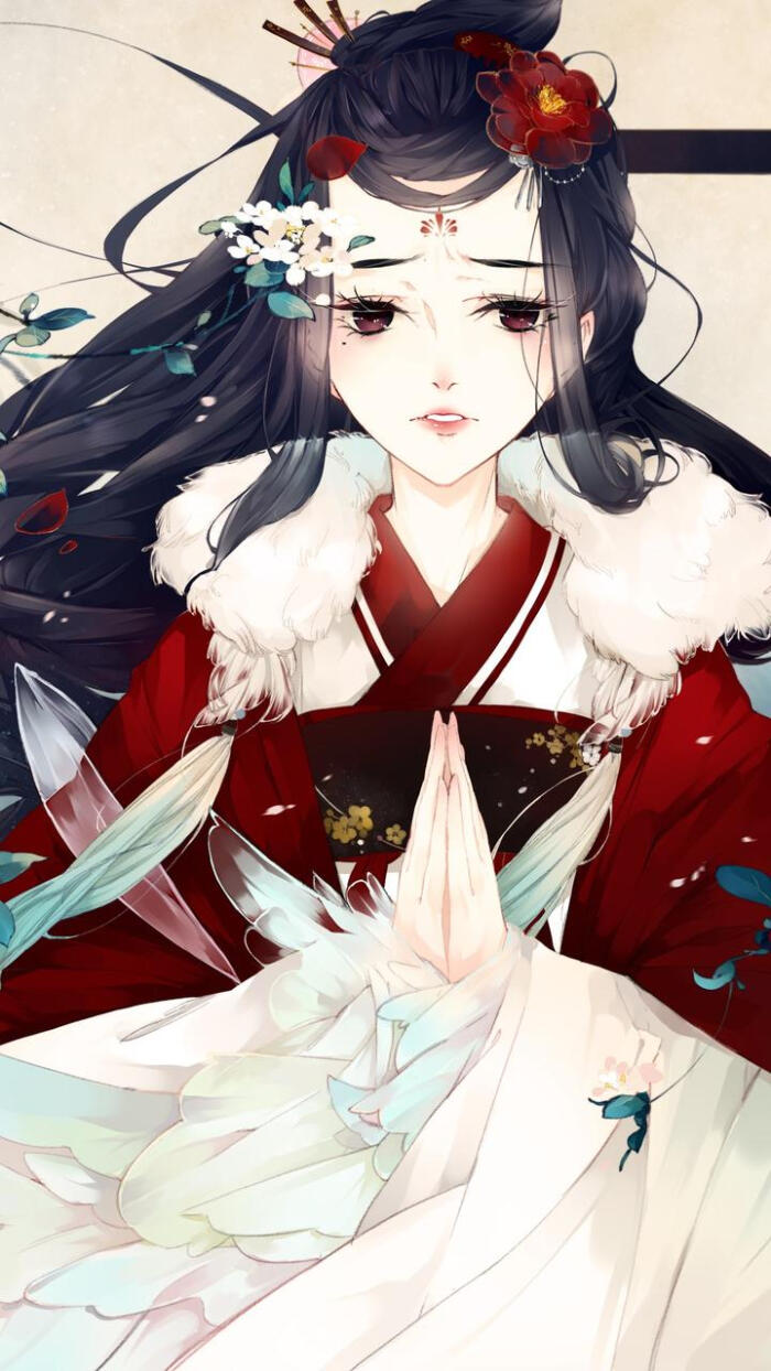 古风,古装美人,手绘,插画
