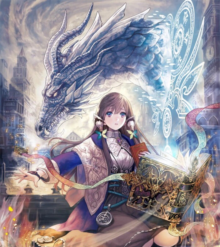 龙 动漫少女 魔幻 魔法 召唤 精灵 萝莉 可爱