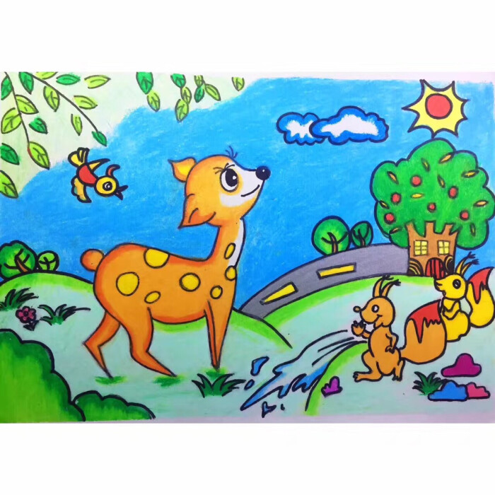 儿童画 小鹿