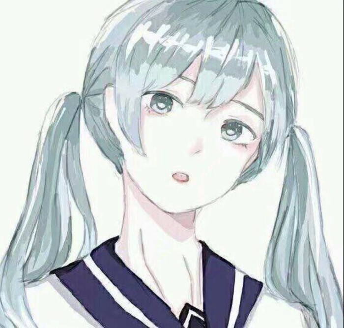 蓝色 忧郁 〔高冷〕动漫少女 女生 图片