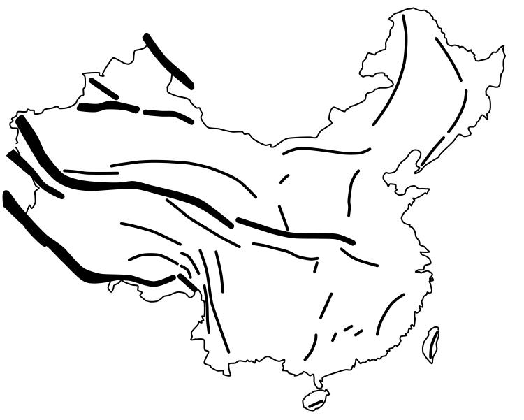 中国的山脉简图