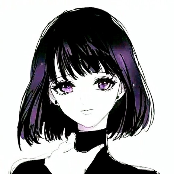 关注  【自配系列转载注明】  紫黑色 女头 情头 漫画 插画 二次元
