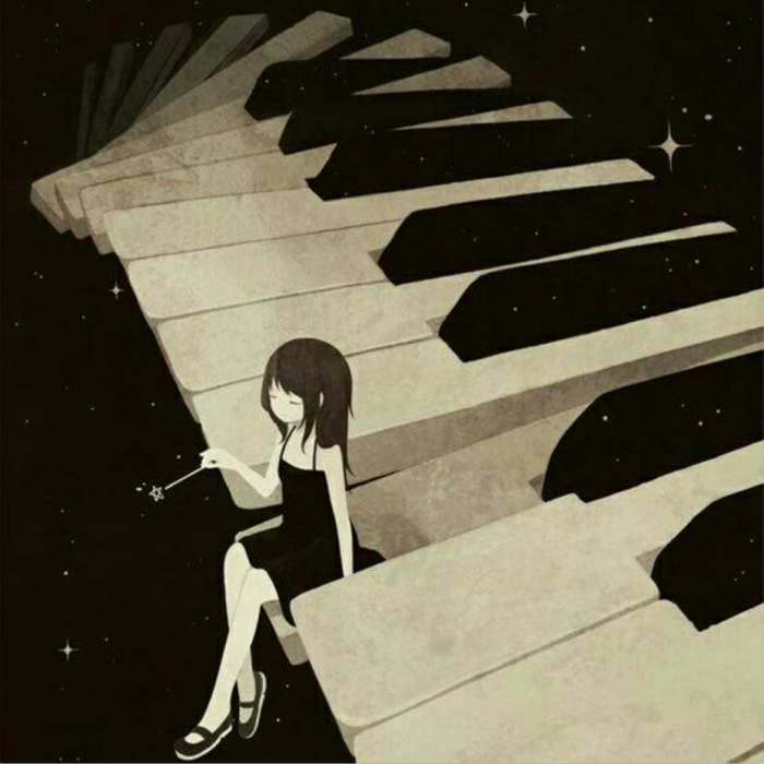 钢琴上的动漫少女