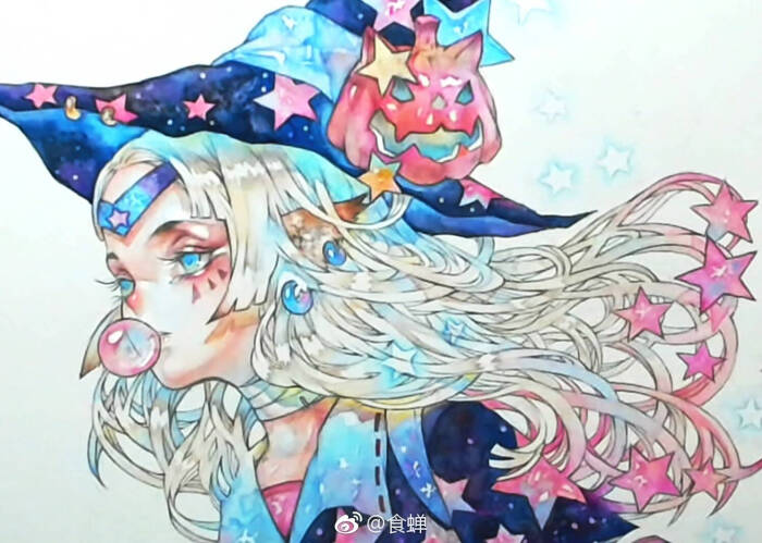 食蝉水彩画