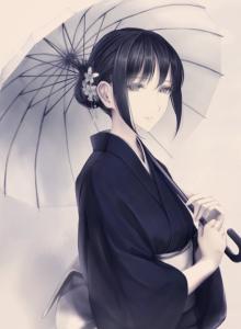 古风女头 伞下的柔情
