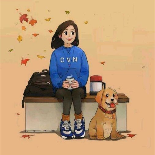 人和动物系列欧美风女头像落叶