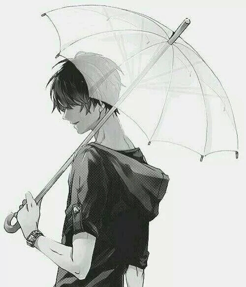 男生头像.打伞,黑白,帅气,动漫