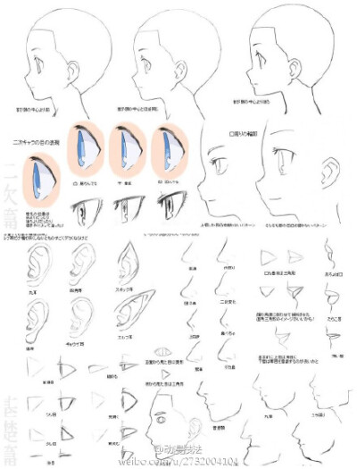 动漫人物 q版 侧脸画法 眼睛 色彩