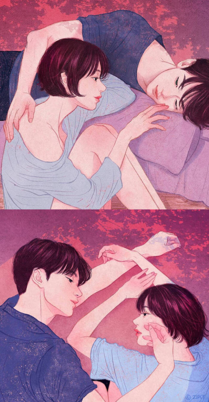情侣日常插画 by. zipcy梁世恩