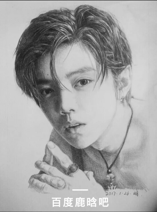手绘素描鹿晗