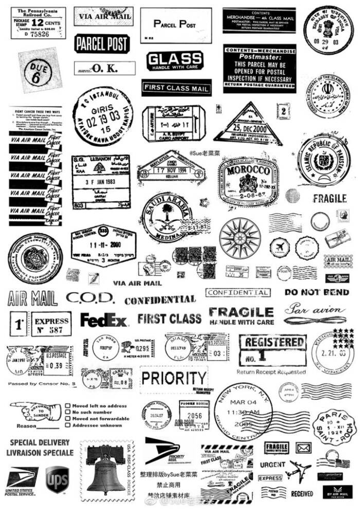 复古手帐打印素材,图源来自微博@sue老菜菜…