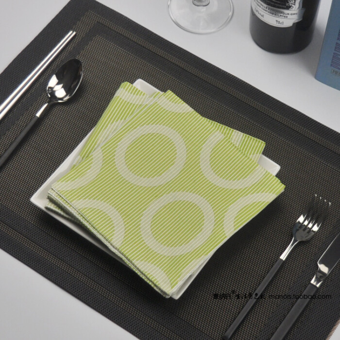麦纳氏 宜家印花餐巾纸简约图纹横条形西餐巾纸