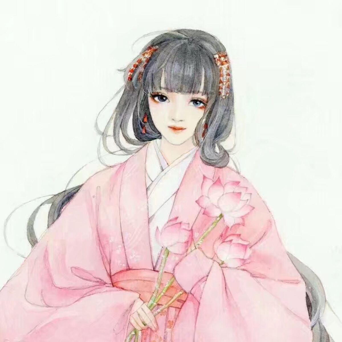 古风 少女 蓝眼 荷花 粉意 娇俏-堆糖,美好生活研究所